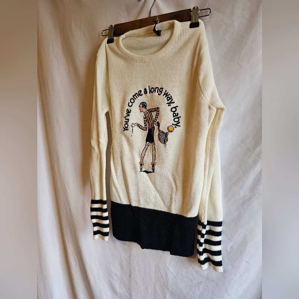 1970s  RARE Vintage Virginia Slims Cigarette Collection Tennis Sweater Size M/S